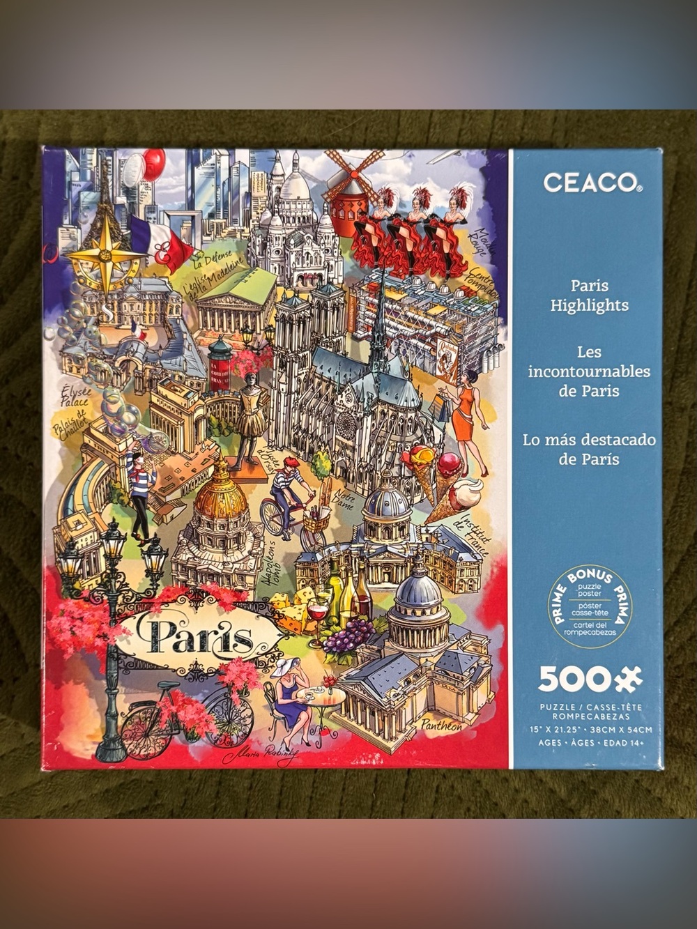 Ceaco Paris Highlights 500-Piece Jigsaw Puzzle - Illustrated Architectural Map